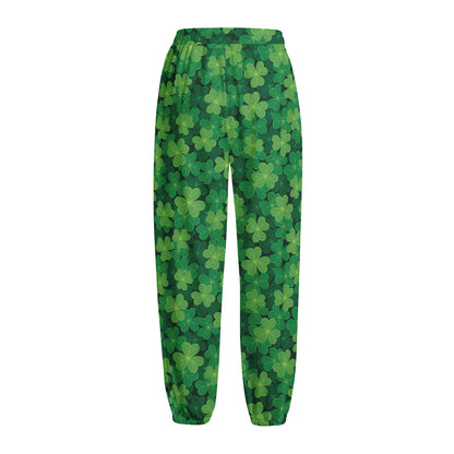 Irish Clover Saint Patrick's Day Print Fleece Lined Knit Pants