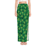 Irish Clover Saint Patrick's Day Print High Slit Maxi Skirt