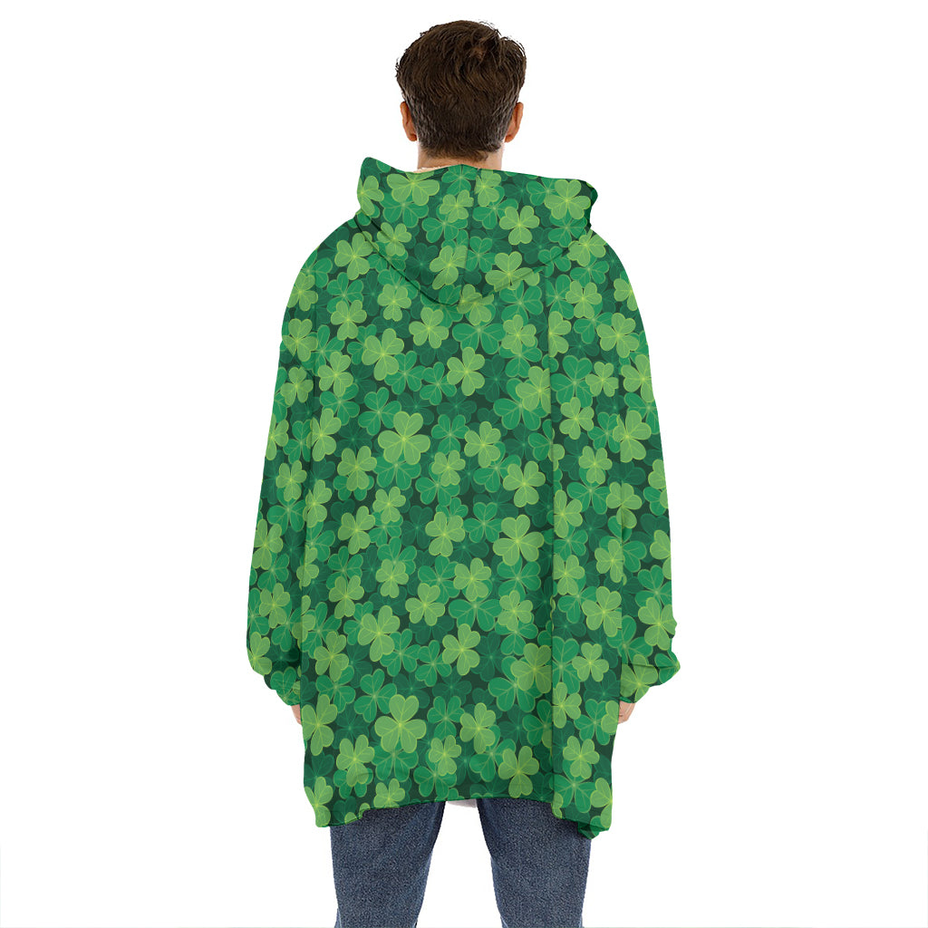 Irish Clover Saint Patrick's Day Print Hoodie Blanket