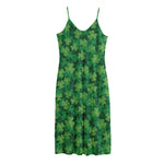 Irish Clover Saint Patrick's Day Print Jersey Midi Cami Dress