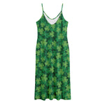 Irish Clover Saint Patrick's Day Print Jersey Midi Cami Dress
