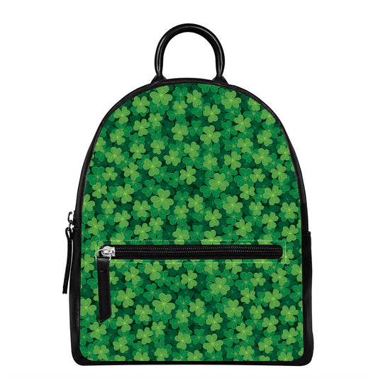 Irish Clover Saint Patrick's Day Print Leather Backpack