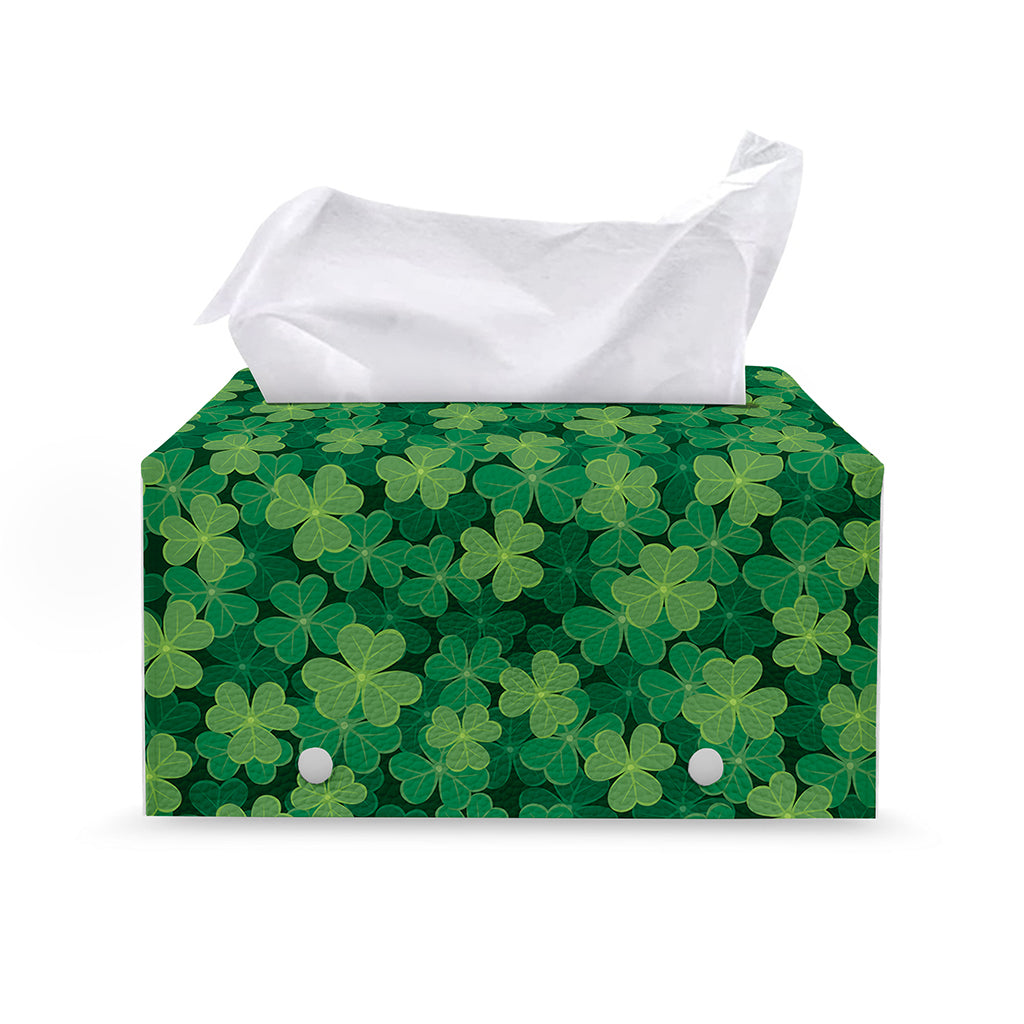Irish Clover Saint Patrick's Day Print Leather Tissue Box Cover