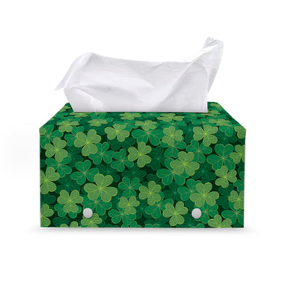 Irish Clover Saint Patrick's Day Print Leather Tissue Box Cover