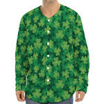 Irish Clover Saint Patrick's Day Print Long Sleeve Baseball Jersey