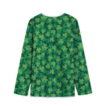 Irish Clover Saint Patrick's Day Print Long Sleeve Short Coat