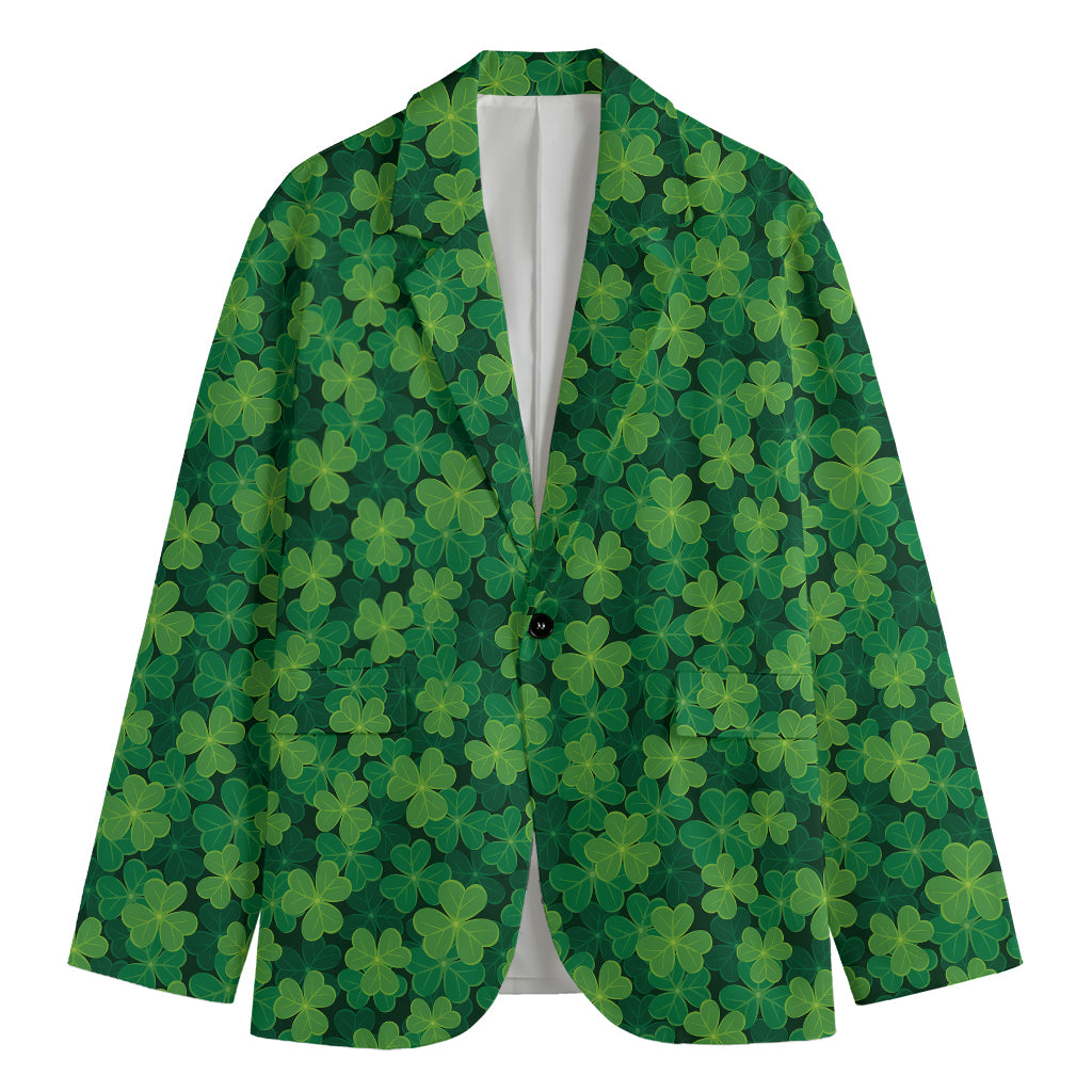 Irish Clover Saint Patrick's Day Print Men's Cotton Blazer