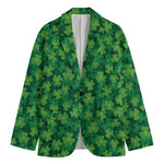 Irish Clover Saint Patrick's Day Print Men's Cotton Blazer