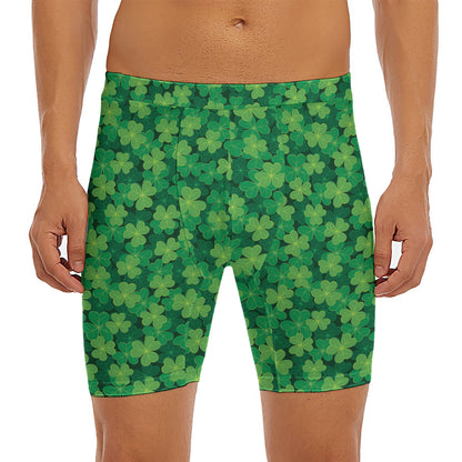 Irish Clover Saint Patrick's Day Print Men's Long Boxer Briefs