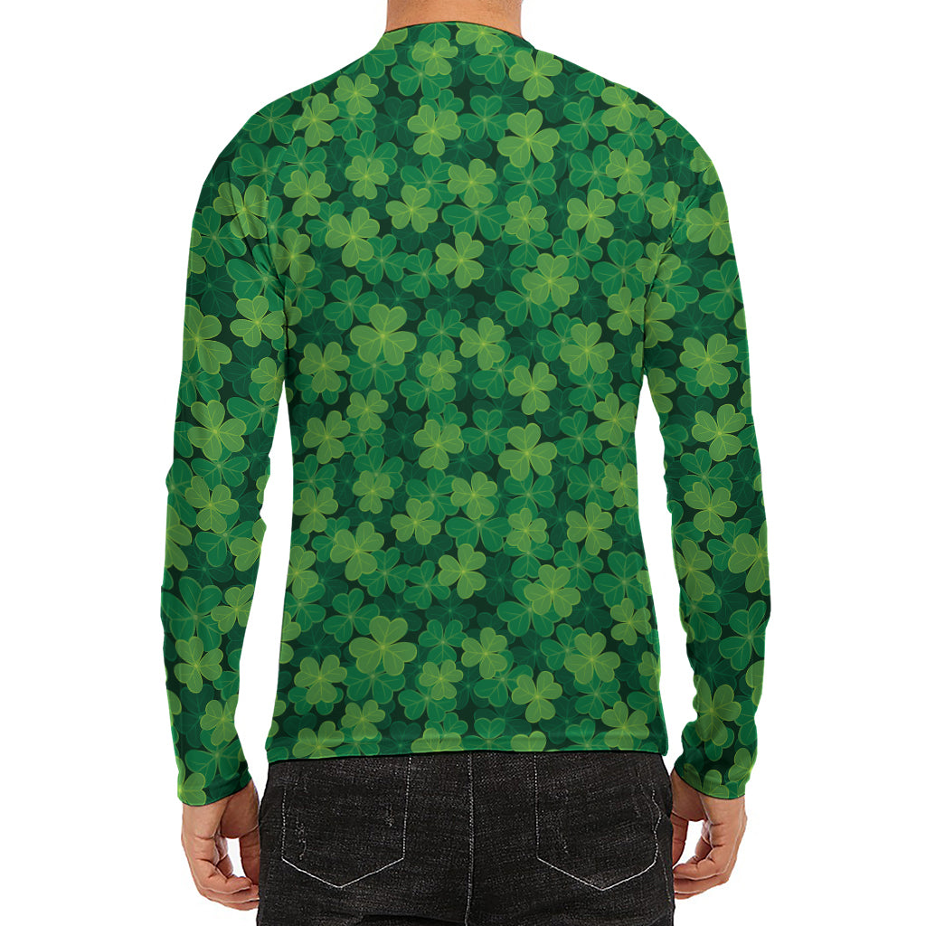 Irish Clover Saint Patrick's Day Print Men's Long Sleeve Rash Guard