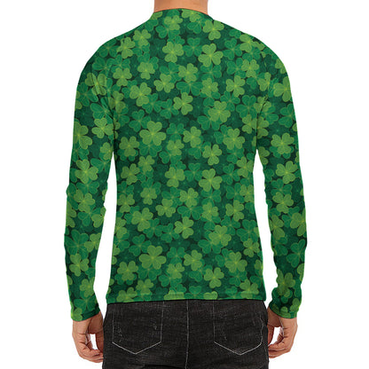 Irish Clover Saint Patrick's Day Print Men's Long Sleeve Rash Guard