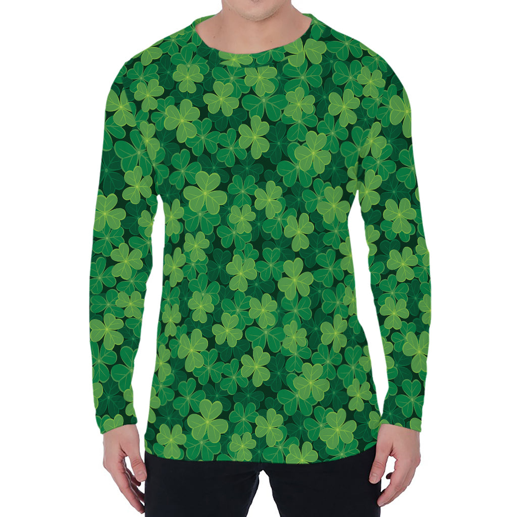 Irish Clover Saint Patrick's Day Print Men's Long Sleeve T-Shirt