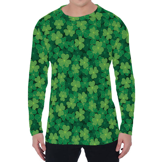 Irish Clover Saint Patrick's Day Print Men's Long Sleeve T-Shirt