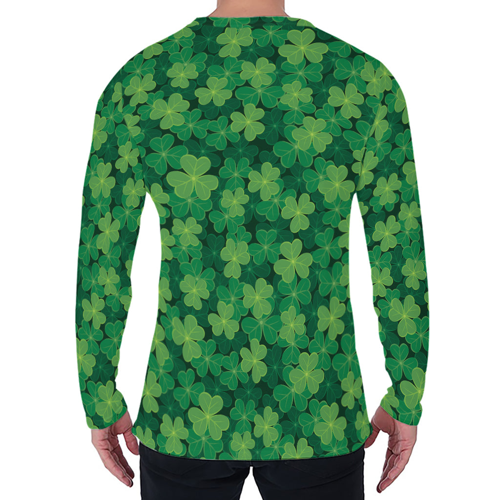 Irish Clover Saint Patrick's Day Print Men's Long Sleeve T-Shirt