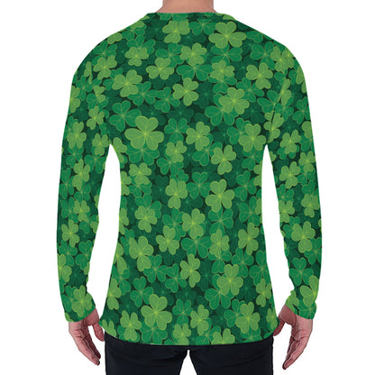 Irish Clover Saint Patrick's Day Print Men's Long Sleeve T-Shirt