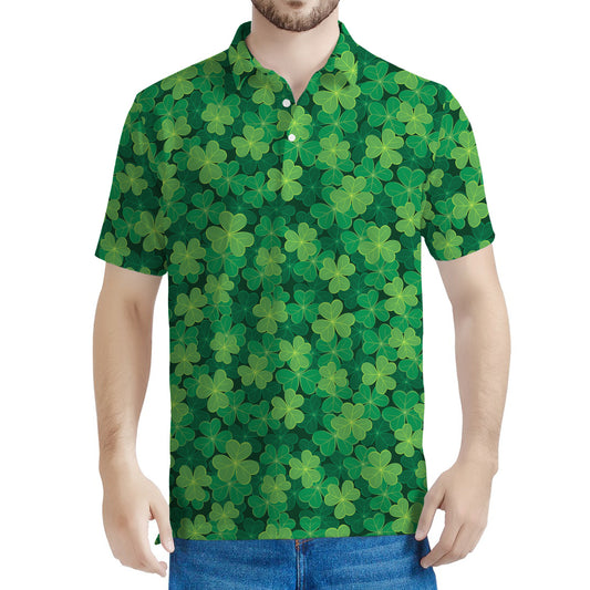 Irish Clover Saint Patrick's Day Print Men's Polo Shirt