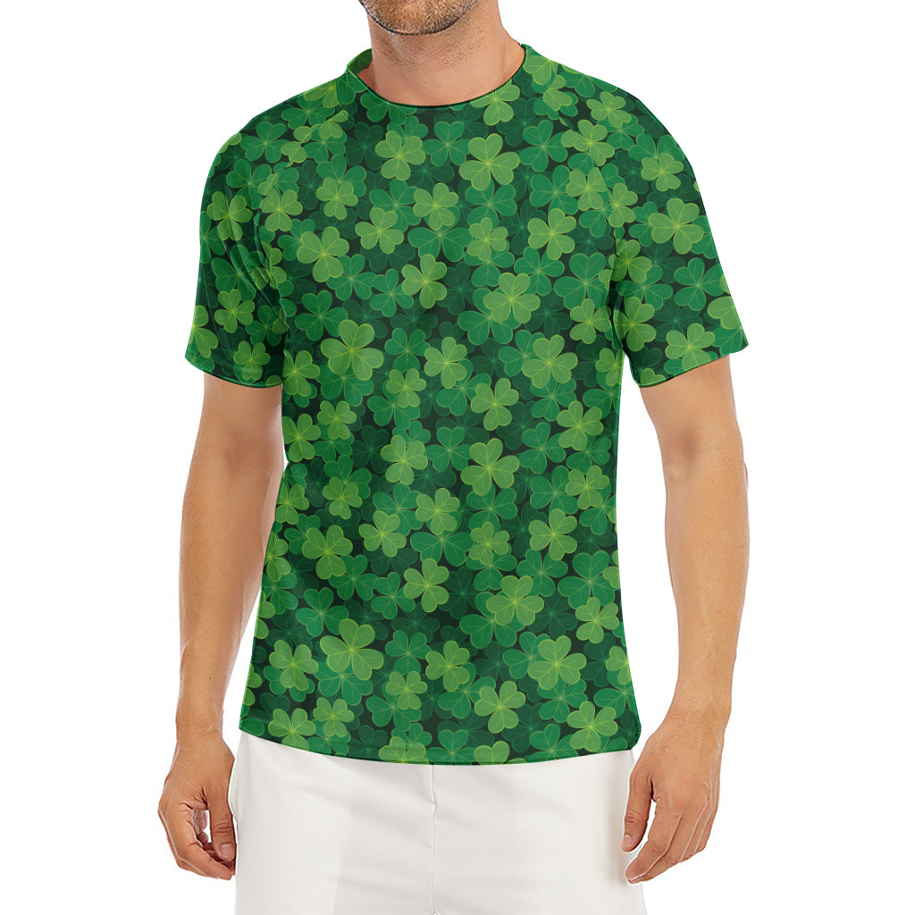 Irish Clover Saint Patrick's Day Print Men's Short Sleeve Rash Guard