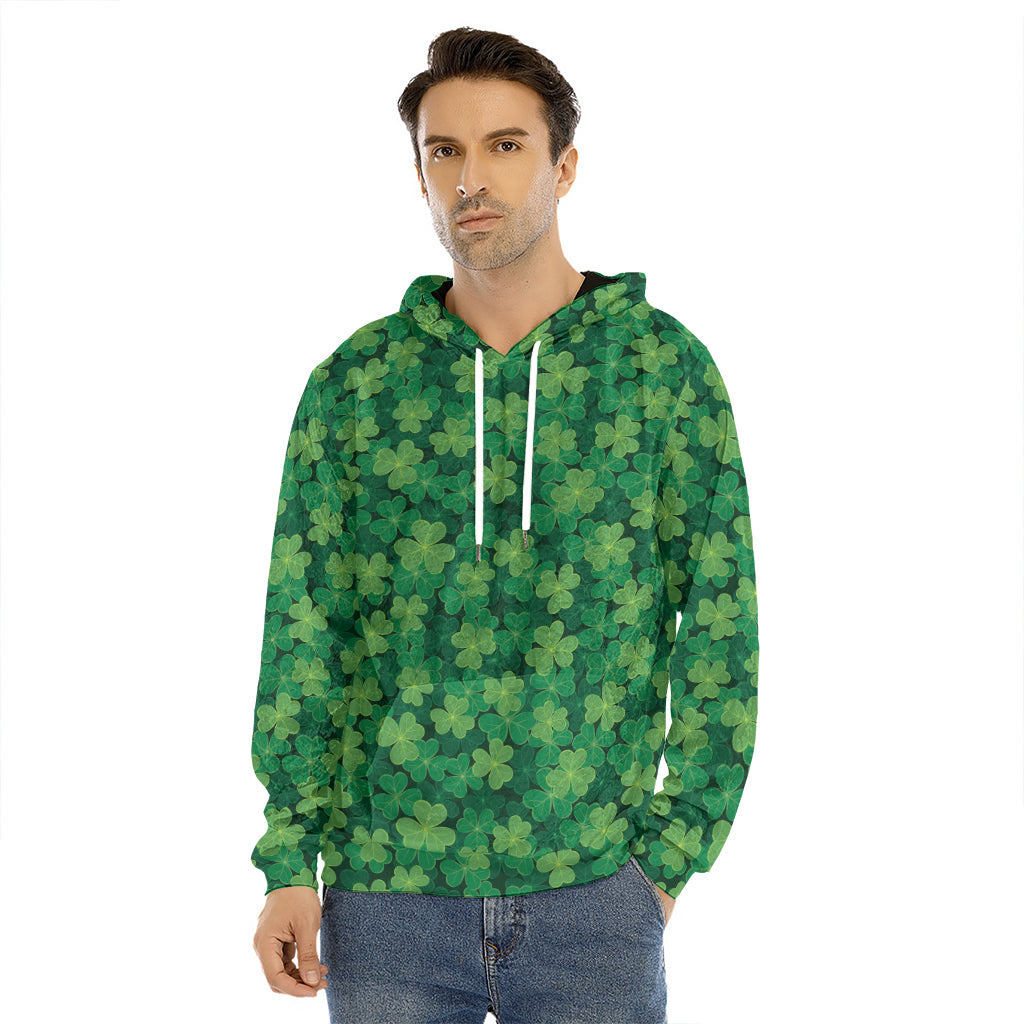 Irish Clover Saint Patrick's Day Print Men's Velvet Pullover Hoodie