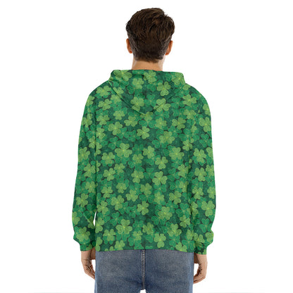 Irish Clover Saint Patrick's Day Print Men's Velvet Pullover Hoodie