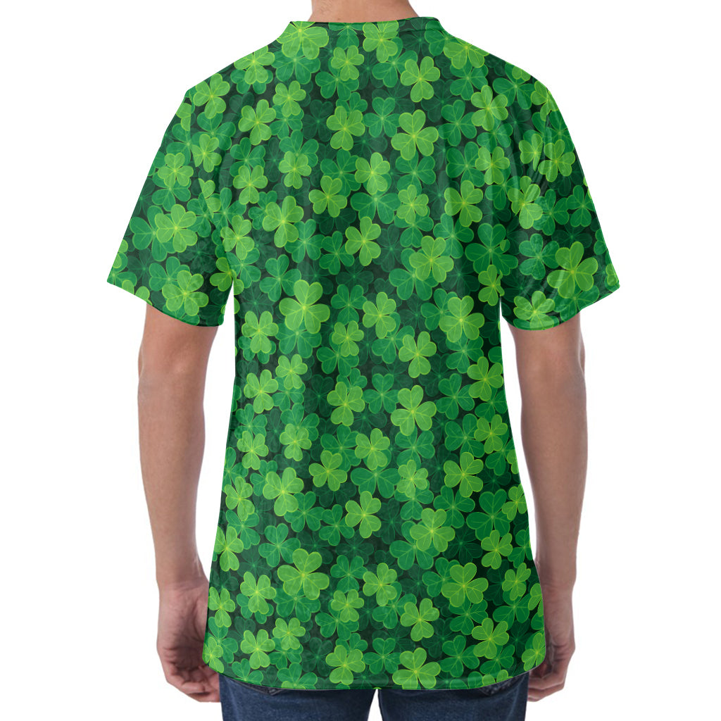 Irish Clover Saint Patrick's Day Print Men's Velvet T-Shirt