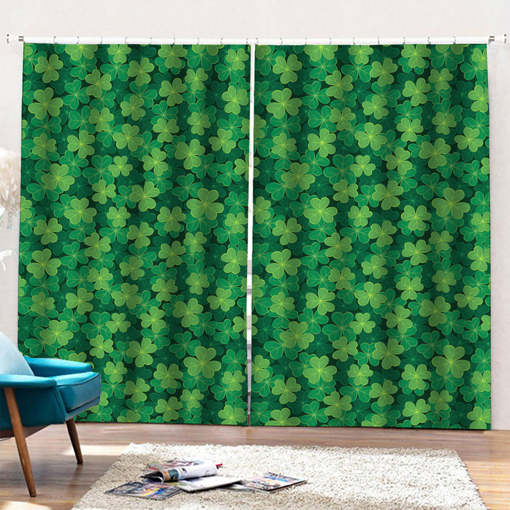 Irish Clover Saint Patrick's Day Print Pencil Pleat Curtains