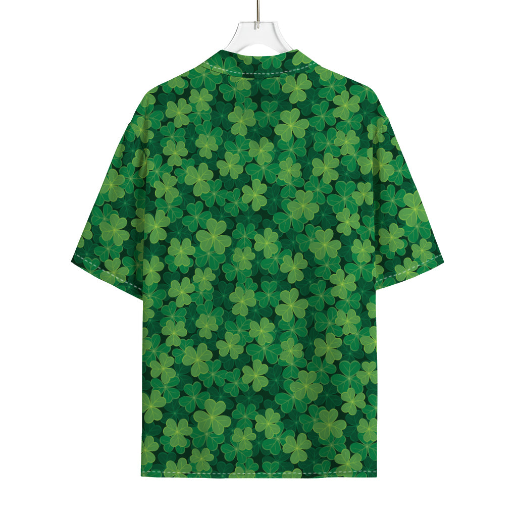 Irish Clover Saint Patrick's Day Print Rayon Hawaiian Shirt