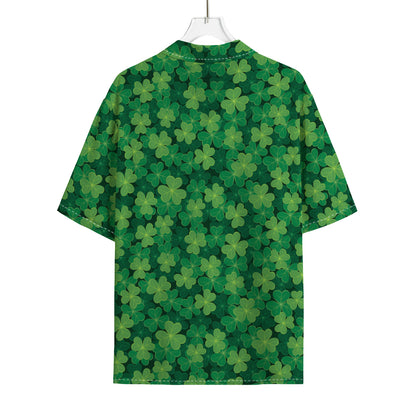 Irish Clover Saint Patrick's Day Print Rayon Hawaiian Shirt