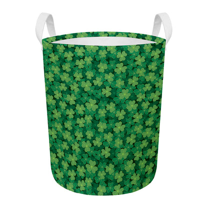Irish Clover Saint Patrick's Day Print Round Laundry Basket