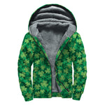 Irish Clover Saint Patrick's Day Print Sherpa Lined Zip Up Hoodie