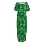 Irish Clover Saint Patrick's Day Print Short Sleeve Long Nightdress