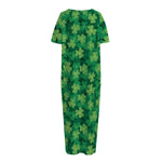 Irish Clover Saint Patrick's Day Print Short Sleeve Long Nightdress