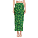 Irish Clover Saint Patrick's Day Print Side Slit Maxi Skirt