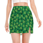 Irish Clover Saint Patrick's Day Print Side Slit Mini Skirt