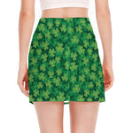 Irish Clover Saint Patrick's Day Print Side Slit Mini Skirt