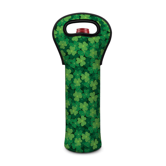 Irish Clover Saint Patrick's Day Print Single Neoprene Wine Tote