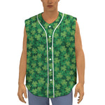 Irish Clover Saint Patrick's Day Print Sleeveless Baseball Jersey