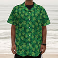 Irish Clover Saint Patrick's Day Print Textured Short Sleeve Shirt