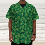 Irish Clover Saint Patrick's Day Print Textured Short Sleeve Shirt