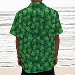 Irish Clover Saint Patrick's Day Print Textured Short Sleeve Shirt