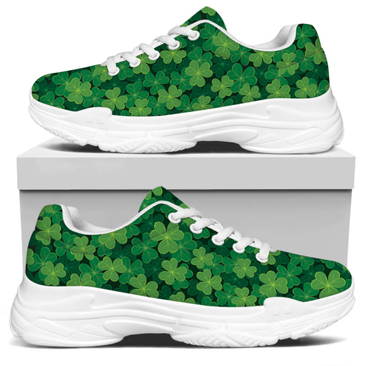 Irish Clover Saint Patrick's Day Print White Chunky Shoes