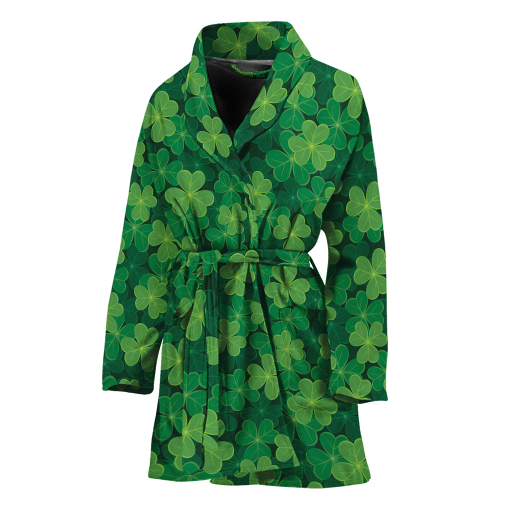 Irish Clover Saint Patrick's Day Print Women's Bathrobe