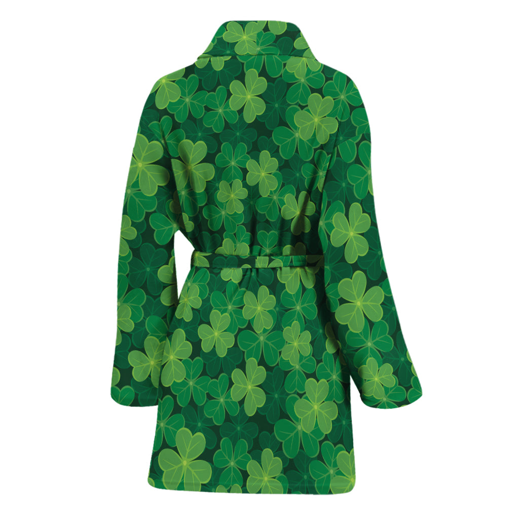 Irish Clover Saint Patrick's Day Print Women's Bathrobe