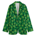 Irish Clover Saint Patrick's Day Print Women's Cotton Blazer