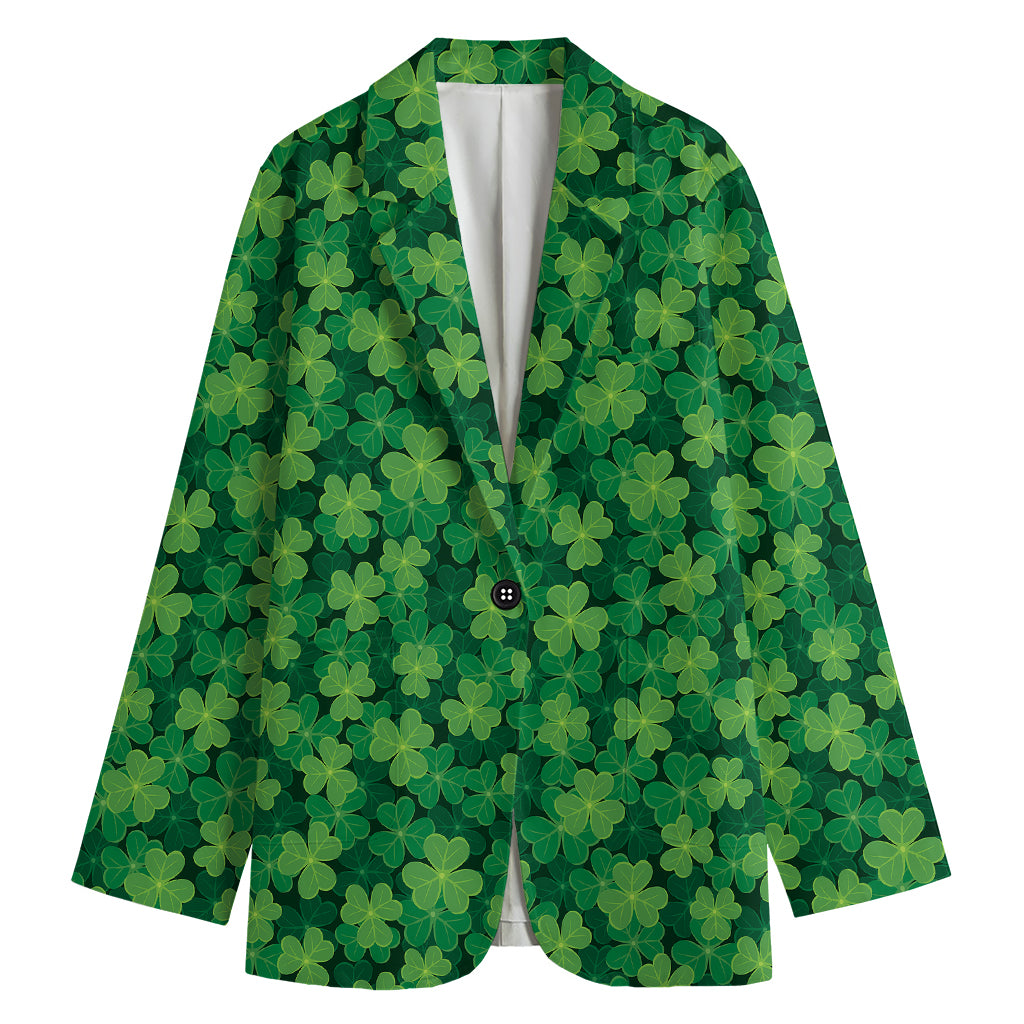 Irish Clover Saint Patrick's Day Print Women's Cotton Blazer