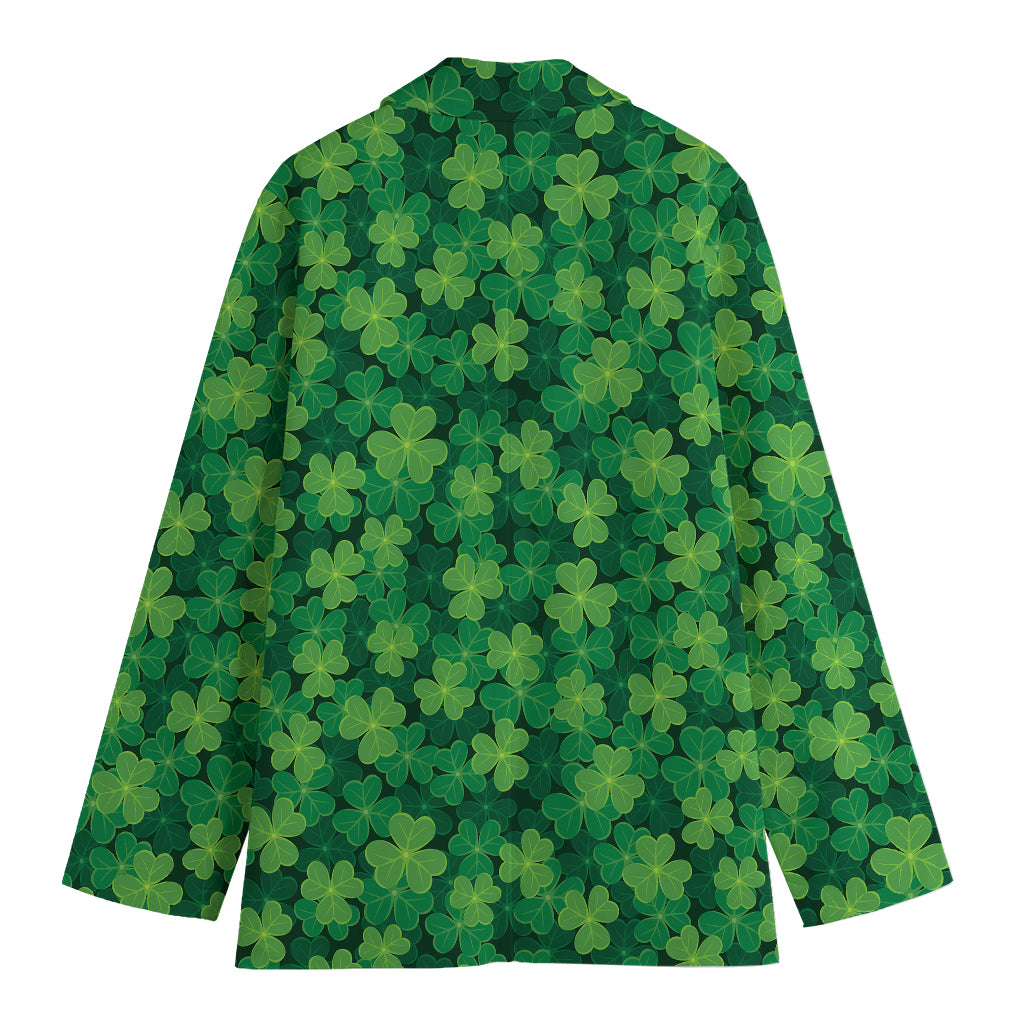 Irish Clover Saint Patrick's Day Print Women's Cotton Blazer