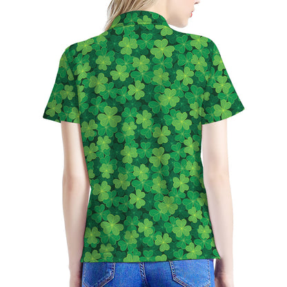 Irish Clover Saint Patrick's Day Print Women's Polo Shirt
