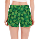 Irish Clover Saint Patrick's Day Print Women's Split Running Shorts