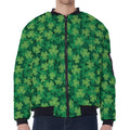 Irish Clover Saint Patrick's Day Print Zip Sleeve Bomber Jacket