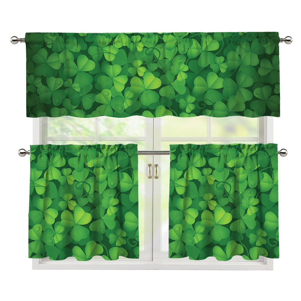 Irish Clover St. Patrick's Day Print 3 Piece Kitchen Curtains