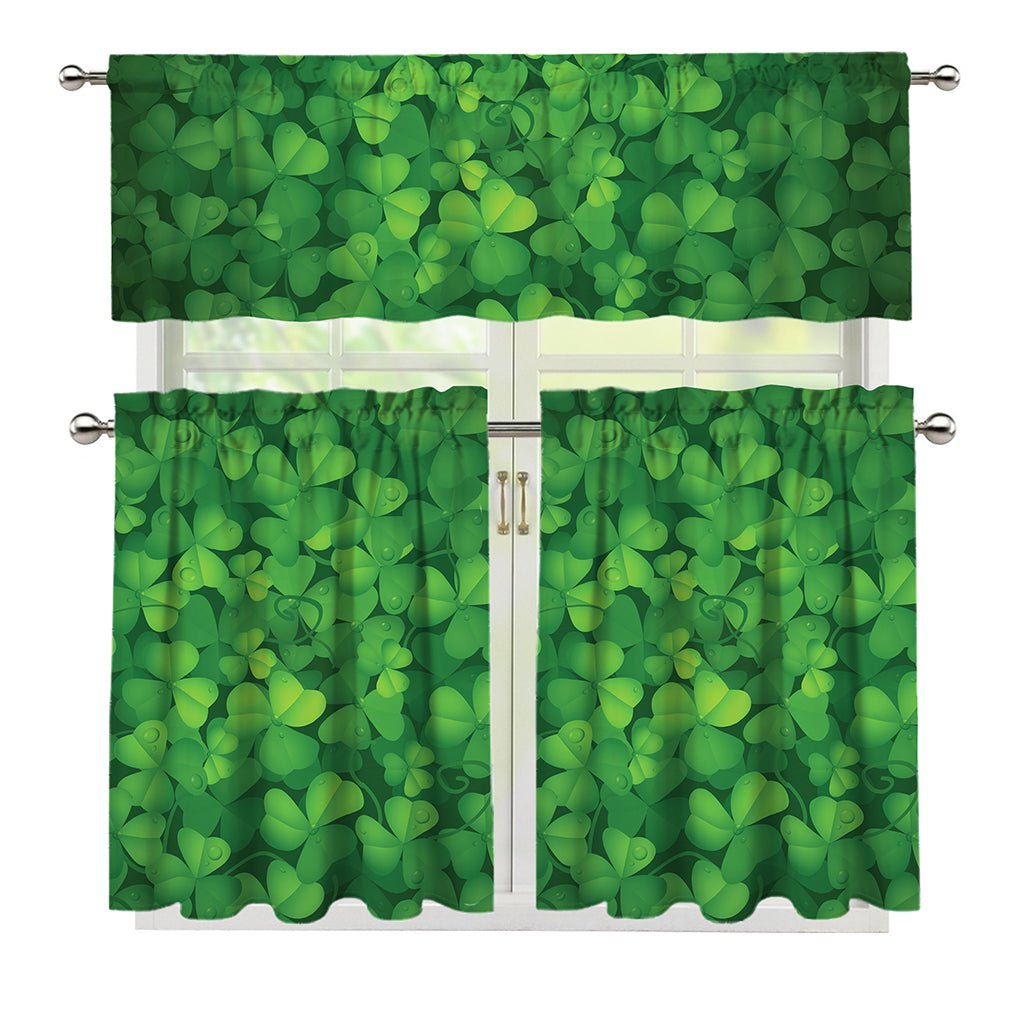 Irish Clover St. Patrick's Day Print 3 Piece Kitchen Curtains
